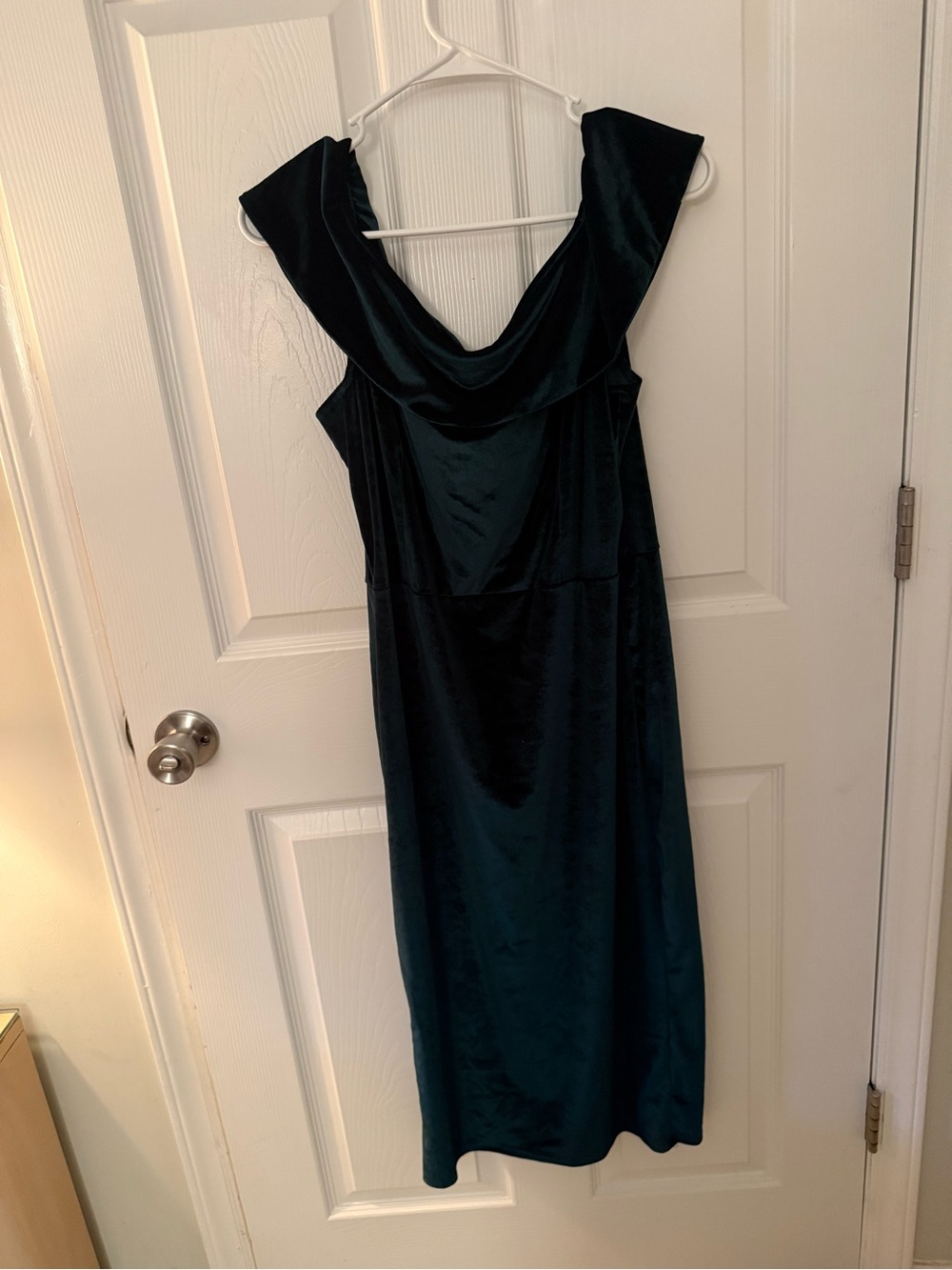 Women's Hunter Green Velvet Cowl Neck Dress